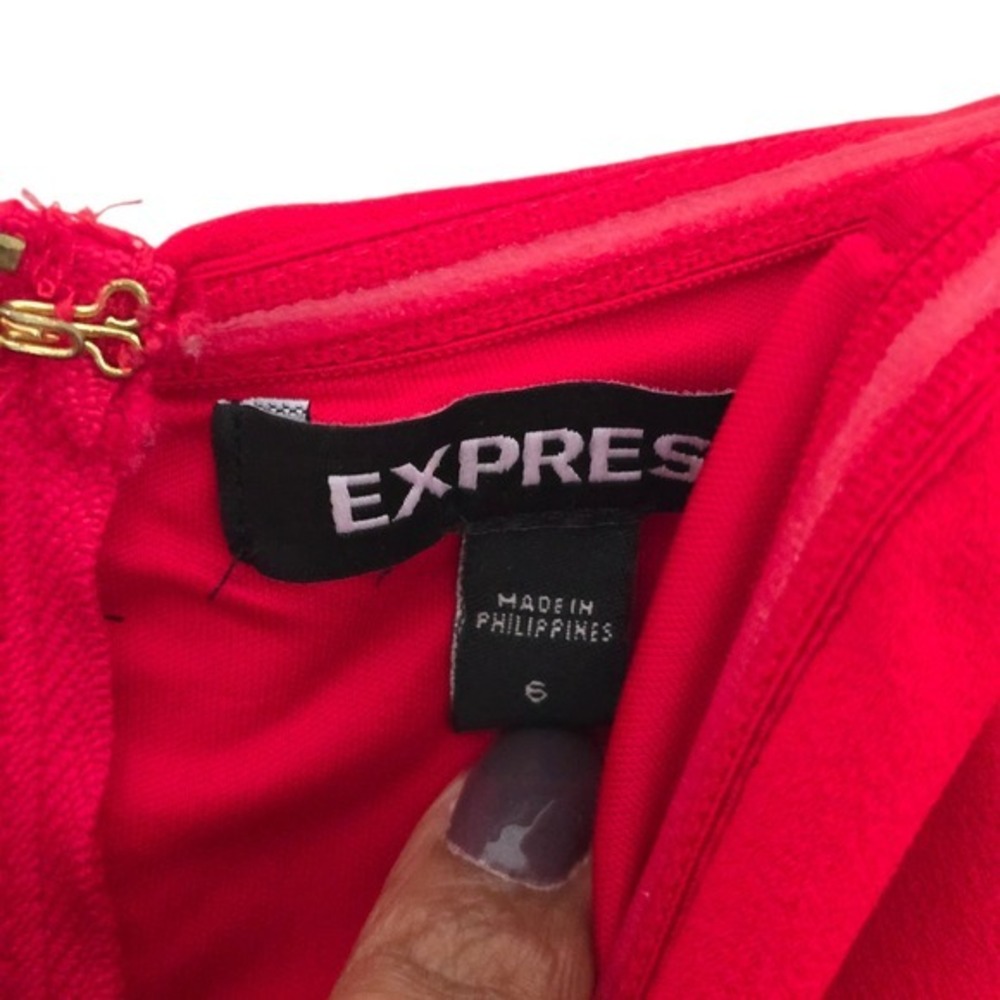 Express Jumpsuit Women 6 Red Strapless Sweetheart Neckline Pockets Stretch - Picture 4 of 7